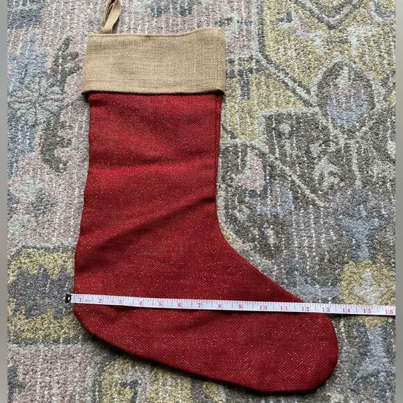 Simple Sparkling Fiber Red and Gold Jute Stocking - Picture 4 of 8